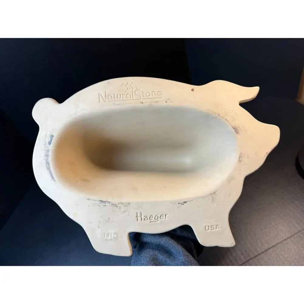 BACON Haeger Natural Stone Pig Shaped Microwave Bacon Cooker USA